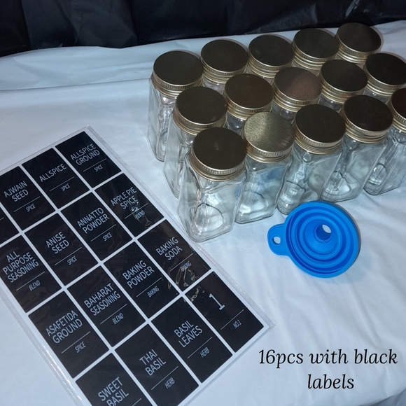 16pcs 4oz Spice Jars with 160 Preprinted Labels & Funnel Empty Glass Bottles - Picture 7 of 8